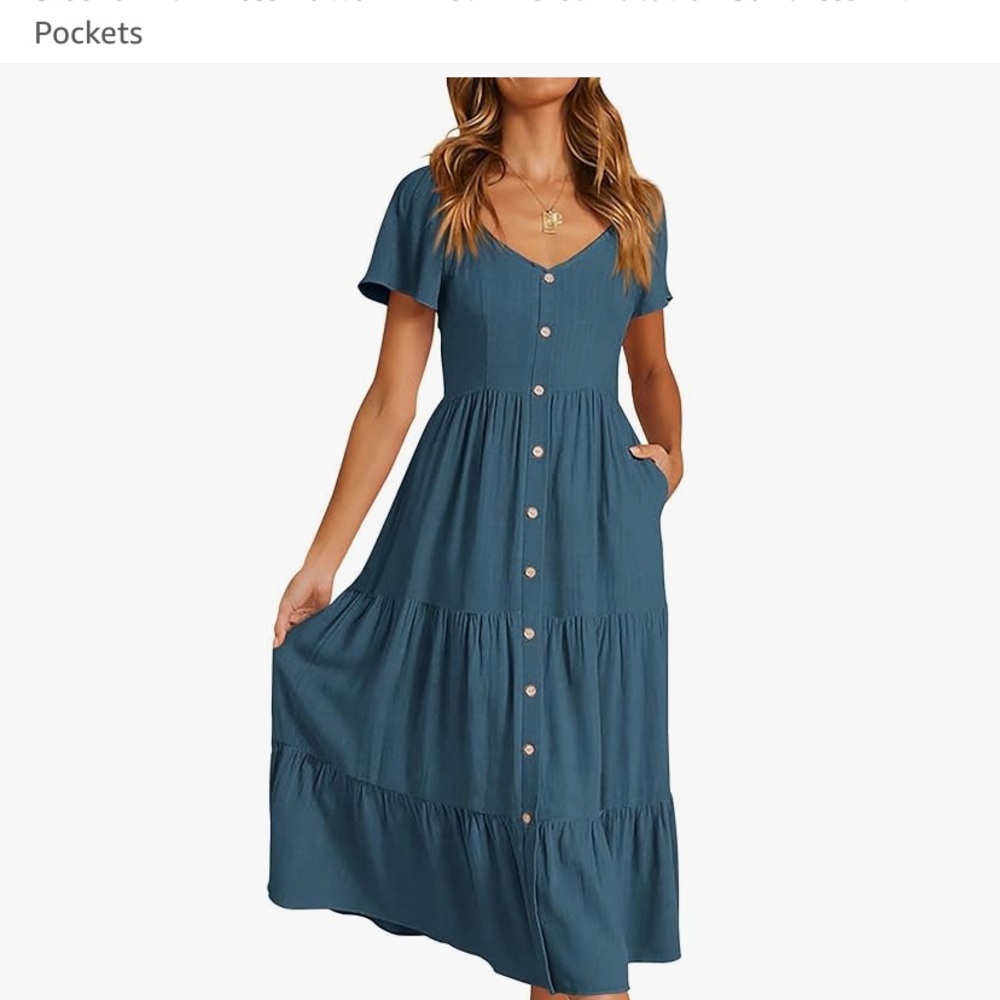 Elegant Blue Button-Down Dress